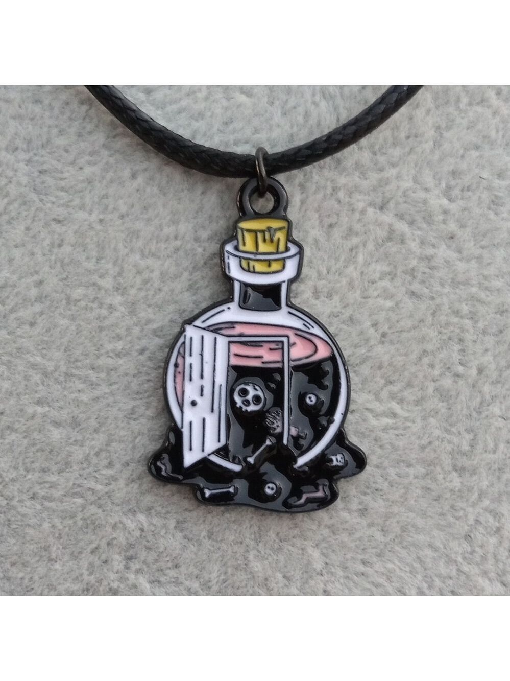 2/$10 Black and Pink Potion Bottle Pendant Necklace